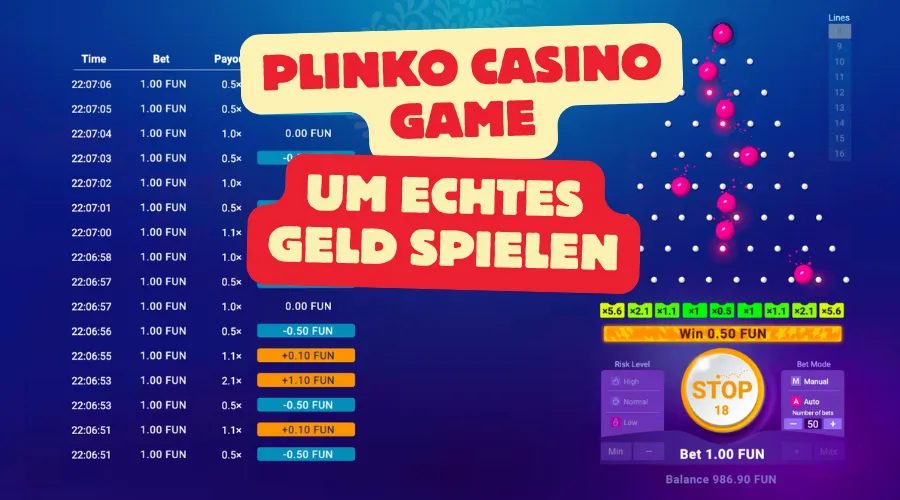 Plinko casino game um echtes Geld spielen